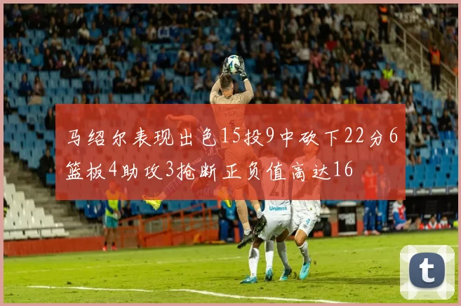 马绍尔表现出色15投9中砍下22分6篮板4助攻3抢断正负值高达16